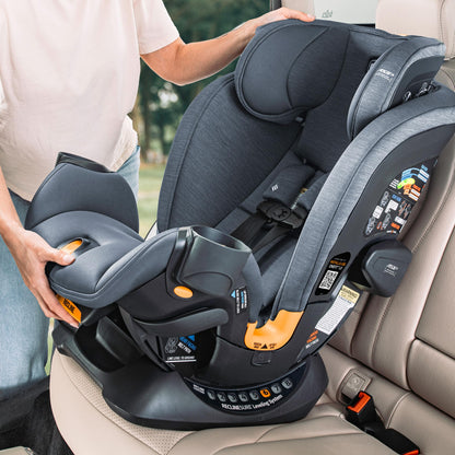 Chicco OneFit ClearTex All-in-One Car Seat, Slim Design, Rear-Facing Seat for Infants 5-40 lbs., Forward-Facing 25-65 lbs., Booster 40-100 lbs., Convertible Car Seat | Lilac/Purple