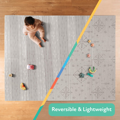 Nuby Reversible Baby Floor Mat - Foldable and Lightweight Baby Play Mat for Floor - Easy Storage and Travel - Stars and Sky