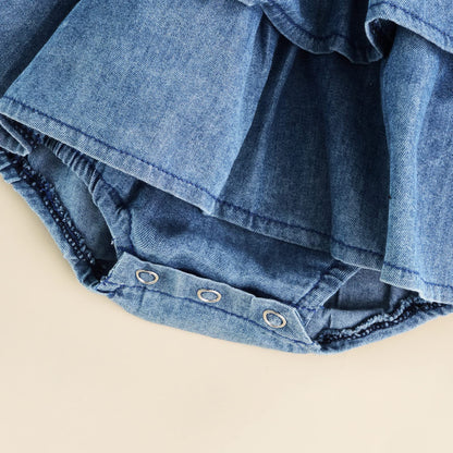 Baby Girls Summer Denim Romper Clothes Dress Newborn Onesie Sunsuit 3 6 9 12 18 Months One-Piece Jumpsuits Outfits