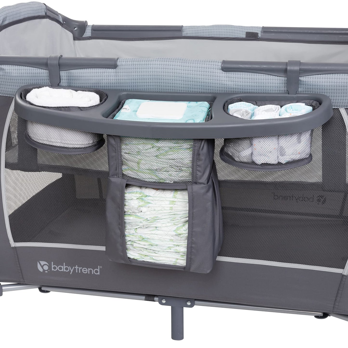 Baby Trend Lil’ Snooze™ Deluxe III Nursery Center® Playard for Twins, Cozy Grey