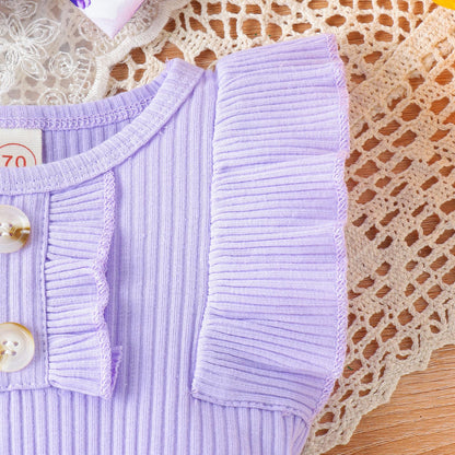 Newborn Baby Girl Clothes Outfits Ruffle Romper and Short Pant Sets with Headband Infant Bodysuits