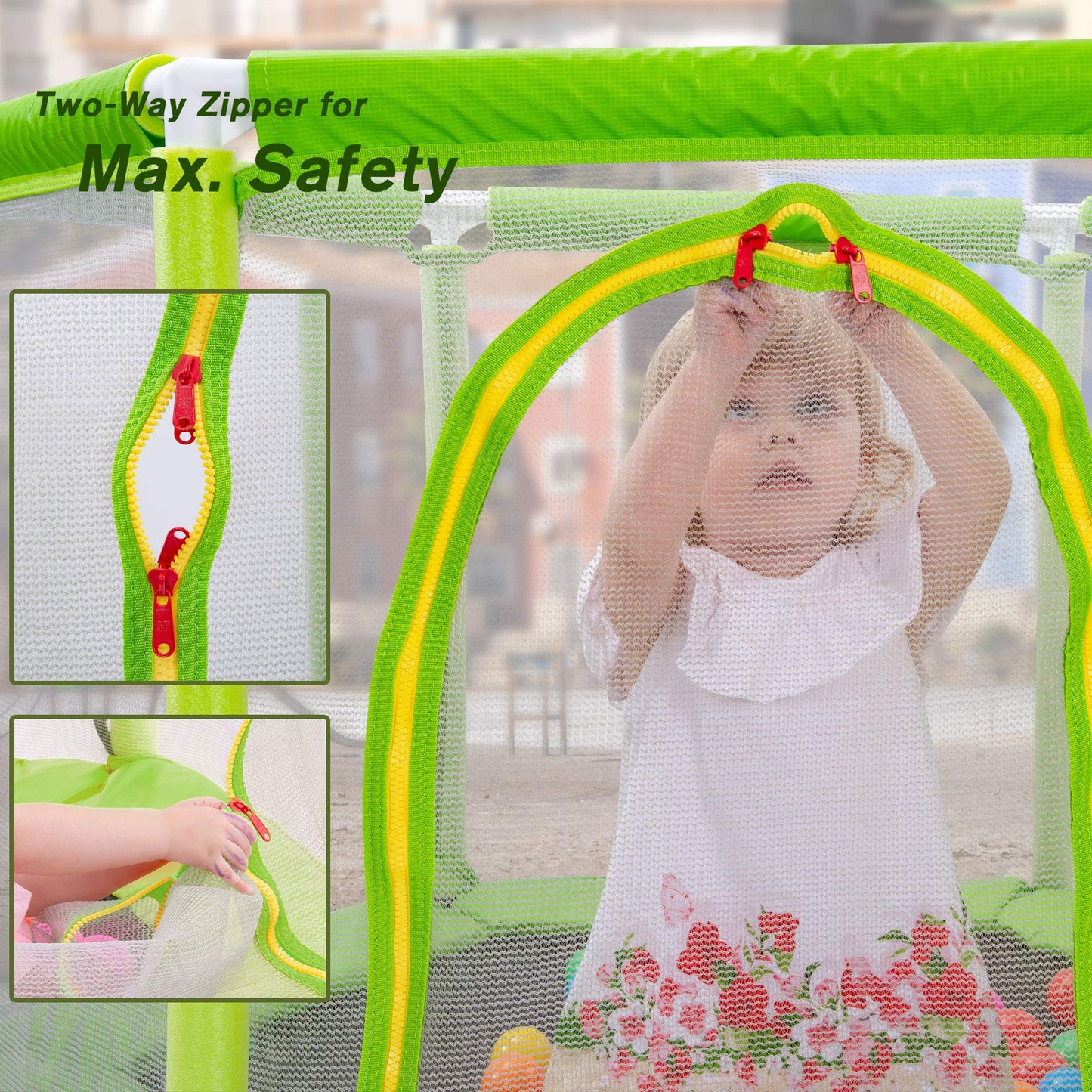 Merax 55" Mini Trampoline for Kids, 4.5FT Indoor Outdoor Toddler Trampoline with Safety Enclosure Net and Pit Balls Baby Small Trampoline Birthday Gifts for Girl and Boy Age 3 Months and up,