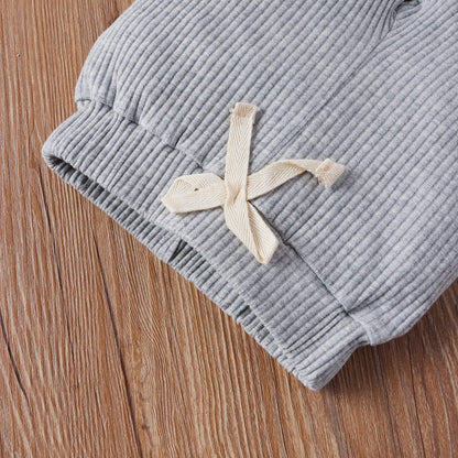 Newborn Baby Boy Girl Clothes 3 6 9 12 18 Months Ribbed Knit Short Sleeve Romper Shorts Set Infant Summer Outfits