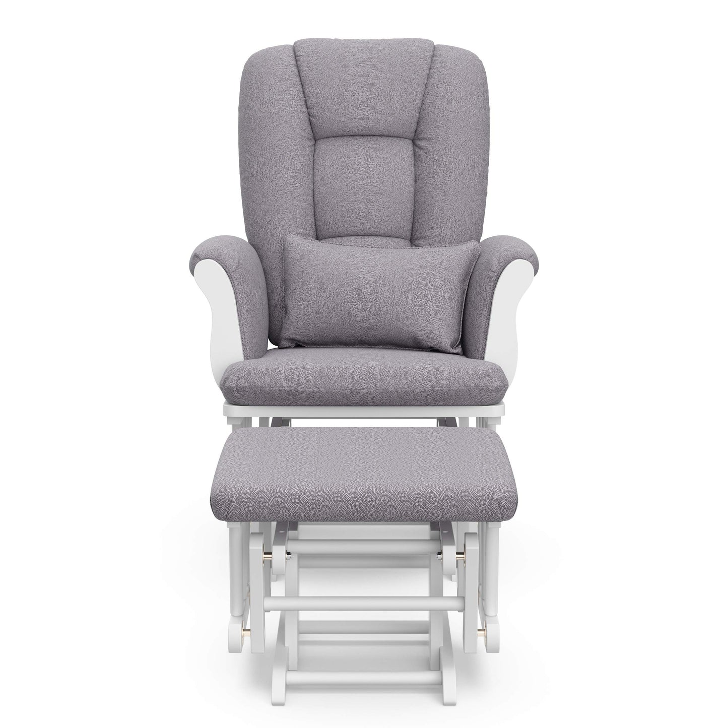 Storkcraft Tuscany Custom Glider and Ottoman with Free Lumbar Pillow (White/Slate Gray Swirl) - Cleanable Upholstered Comfort Rocking Nursery Chair with Ottoman