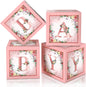 Floral Baby Shower Box Birthday Party Decoration Pink Balloon Blocks First Birthday Centerpiece Decor for Girls Rose Gold Gender Reveal Party Supplies…