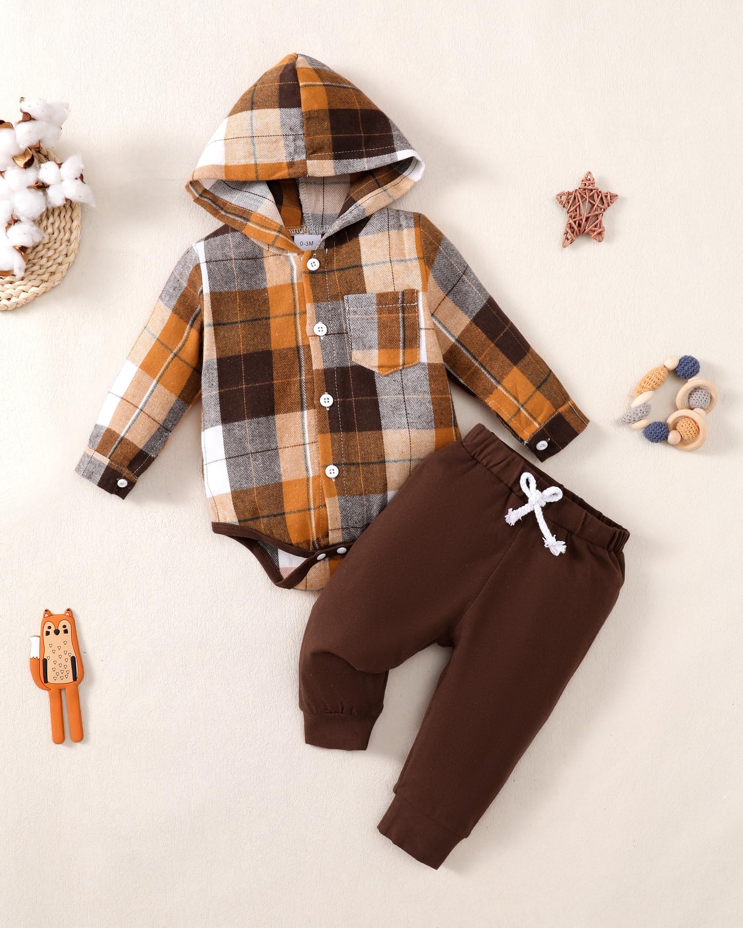 Renotemy Newborn Baby Boy Clothes Infant Boy Outfits Baby Hoodie Romper Fall Winter 0 3 6 9 12 18 Months Baby Clothes for Boy