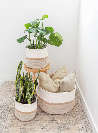 OrganiHaus Large Blanket Basket for Living Room 20x13, Rainbow Rope Basket for Classroom Organization, Toy Storage Basket, Woven Kids Laundry Basket, Baby Toy Box, Cute Storage Basket, Nursery Hamper