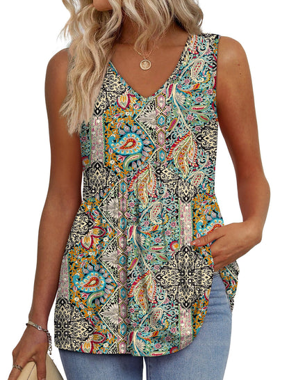 OFEEFAN Womens Tank Tops 2025 Flowy Peplum Tops for Women Dressy Sleeveless V Neck Babydoll Tank Tops