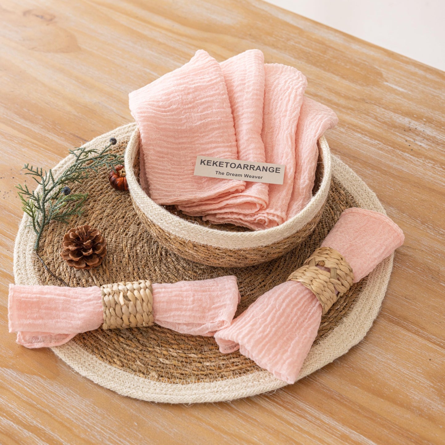 Cheesecloth Napkins 17x17 Inches Spring Cloth Handmade Washable Reusable for Mothers Day Lunch Dinner Wedding Baby Bridal Shower Party Rustic Boho Decorations Bulk Set of 6 Pink