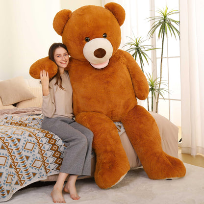 MorisMos Smile Giant Teddy Bear, 51inch Large Stuffed Bears with Big Footprints, Big Stuffed Animals Cuddly Plush Gifts for Girlfriends, Boyfriend, Dark Brown