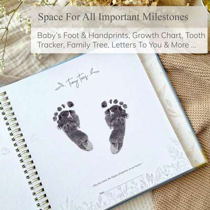Baby Book Keepsake Boy or Girl Timeless Baby Memory Book First 5 Years for Baby Shower Gender Neutral Baby Scrapbook New Mom Gift Baby Journal from Birth to Age 5 Milestone Book Sage Green