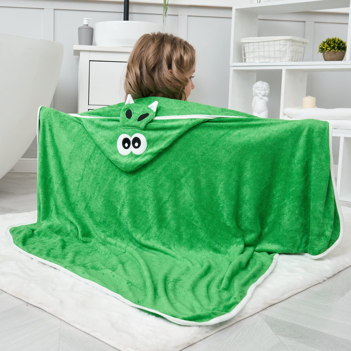 HIPHOP PANDA Hooded Towel - Rayon Made from Bamboo, Bath Towel with Bear Ears for Newborn, Babie, Toddler, Infant - Absorbent Large Baby Towel - Yellow Duck, 30 x 30 Inch