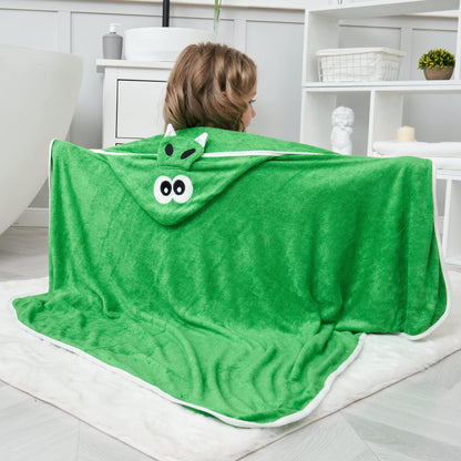 HIPHOP PANDA Hooded Towel - Rayon Made from Bamboo, Bath Towel with Bear Ears for Newborn, Babie, Toddler, Infant - Absorbent Large Baby Towel - Yellow Duck, 30 x 30 Inch