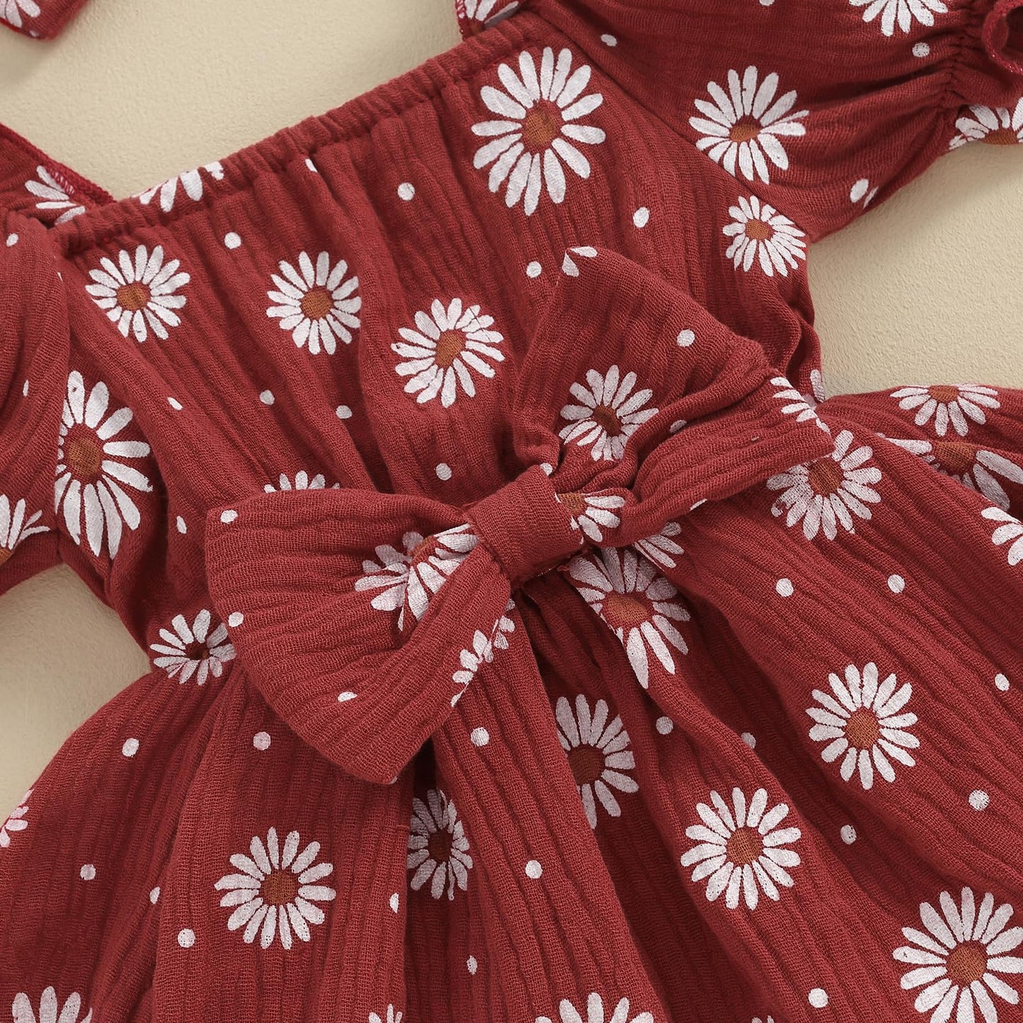 Baby Girls Daisy Romper Bowknot Bodysuit+Headband Short Sleeve Playsuits Floral Jumpsuit Infant Summer Clothes