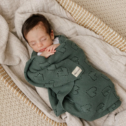 Swaddling Blanket for Girls - 100% Luxury Cotton Knit Heart Baby Blanket - Soft Warm Cozy Swaddle Receiving Stroller Crib Receiving Blanket for Newborns Infants & Toddlers (Pink, 0-2 Years)