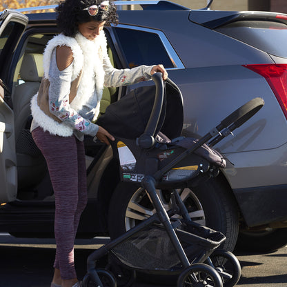 Evenflo Pivot Modular Travel System with LiteMax Infant Car Seat with Anti-Rebound Bar (Desert Tan)