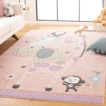 SAFAVIEH Carousel Kids Collection Accent Rug - 4' x 6', Ivory, Animal Design, Non-Shedding & Easy Care, Ideal for High Traffic Areas for Boys & Girls in Playroom, Nursery, Bedroom (CRK120A)