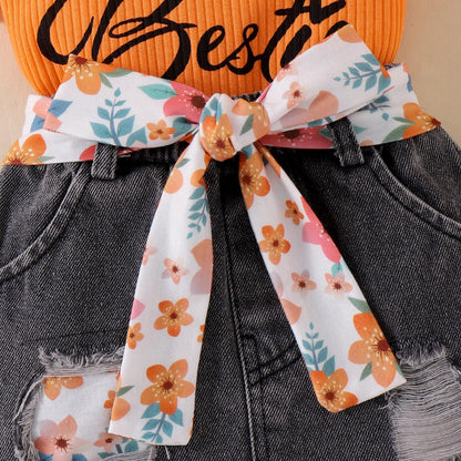 Baby Girl Clothes Newborn Romper Ruffle Sleeve Short Jeans Skirt with Headband Infant Outfits Set 0-18 Months