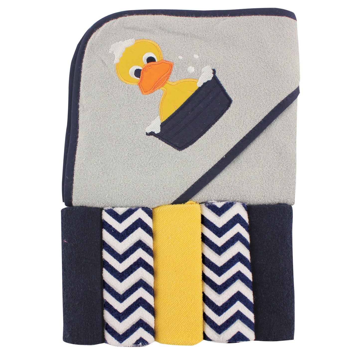 Luvable Friends Unisex Baby Hooded Towel with Five Washcloths, Cotton,Polyester,Ikat Elephant, One Size