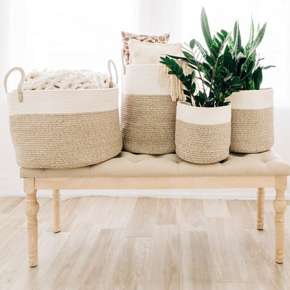OrganiHaus Large Blanket Basket for Living Room 20x13, Rainbow Rope Basket for Classroom Organization, Toy Storage Basket, Woven Kids Laundry Basket, Baby Toy Box, Cute Storage Basket, Nursery Hamper