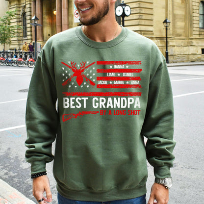 Personalized Fathers Day Shirts for Dad, Grandpa Shirt with Grandkids Names, Gifts for Dad Hunting Fishing