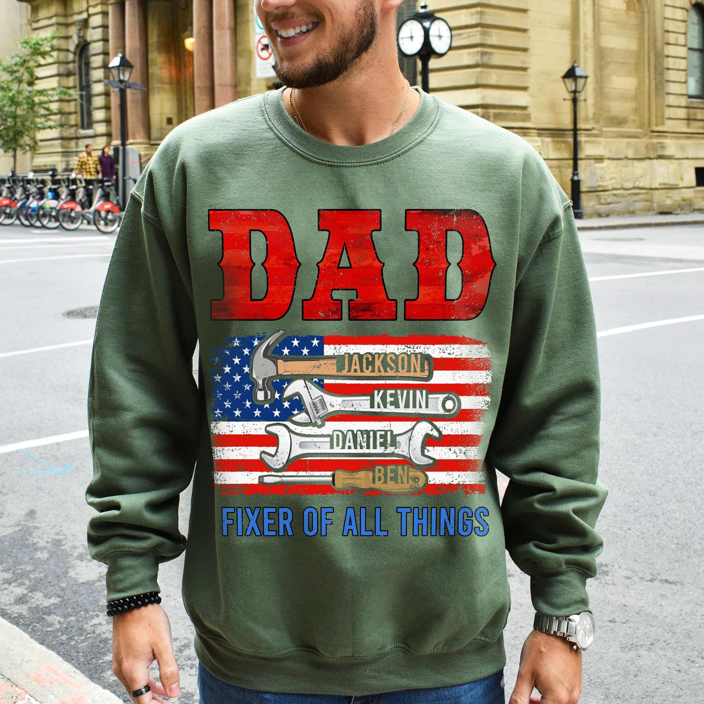 Personalized Fathers Day Shirts for Dad, Grandpa Shirt with Grandkids Names, Gifts for Dad Hunting Fishing
