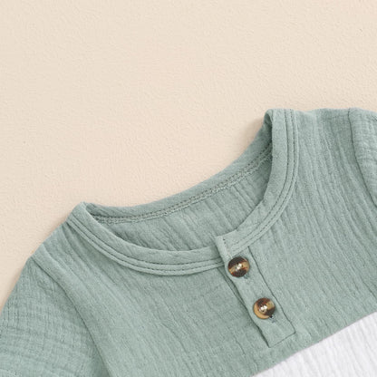 fhutpw Baby Boy Summer Outfits Henley Shirt Soft Pocket Short Sleeve Tops & Shorts Sets Infant 3 6 12 18 Months 2T Clothes