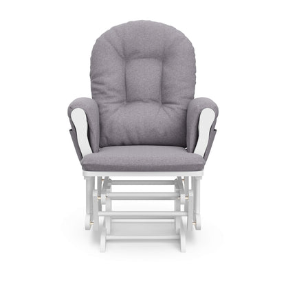 Storkcraft Premium Hoop Glider and Ottoman (Espresso Base, Gray Cushion) – Padded Cushions with Storage Pocket, Smooth Rocking Motion, Easy to Assemble, Solid Hardwood Base