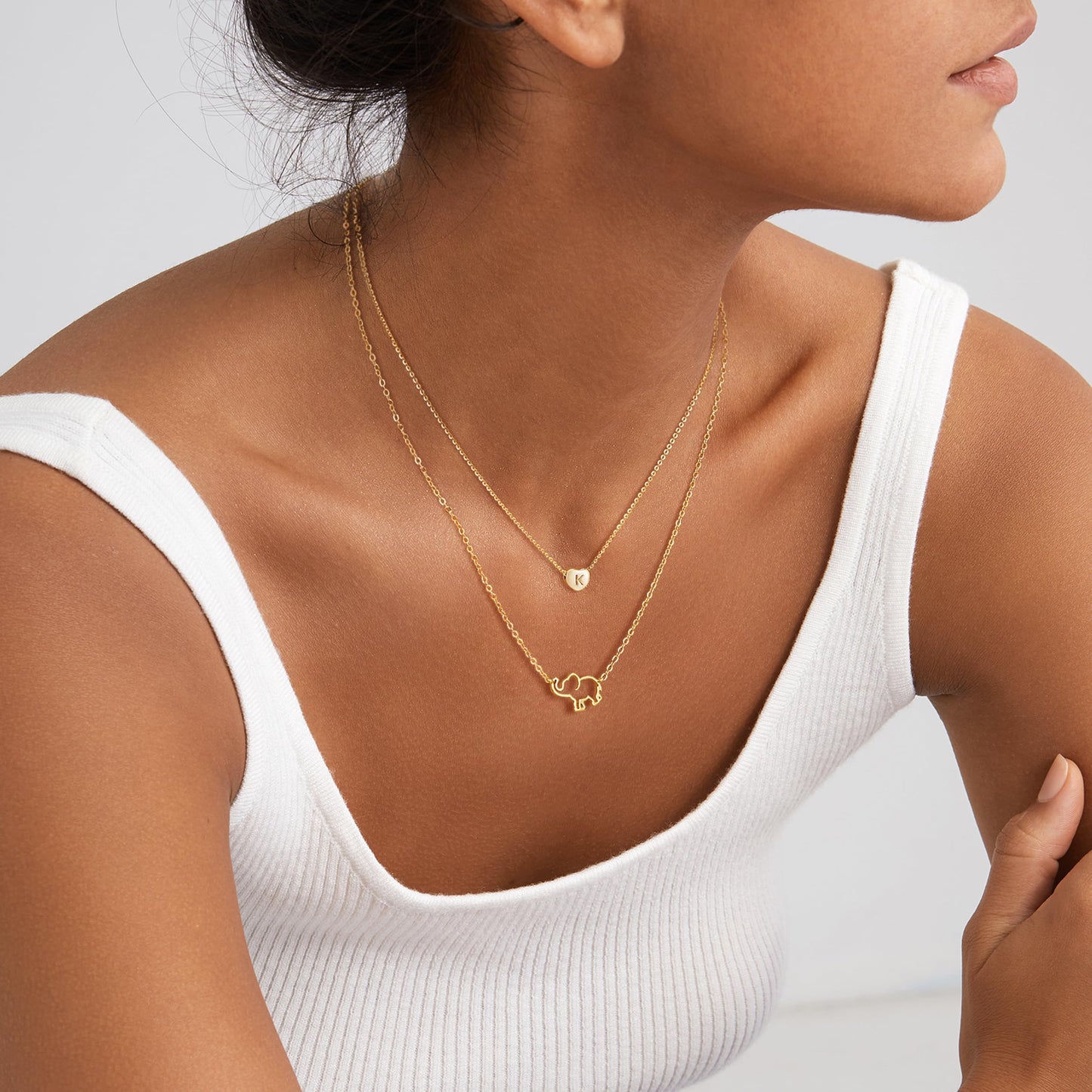 Tiny Gold Initial Heart Necklace-14K Gold Plated Handmade Dainty Letter Heart Necklace for Women Necklace Jewelry