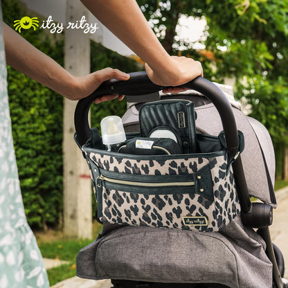 Itzy Ritzy Adjustable Stroller Caddy and Organizer Bag Featuring Front Zippered Pocket, 2 Built-in Interior Pockets & Adjustable Straps to Fit Nearly Any Stroller (Chai)