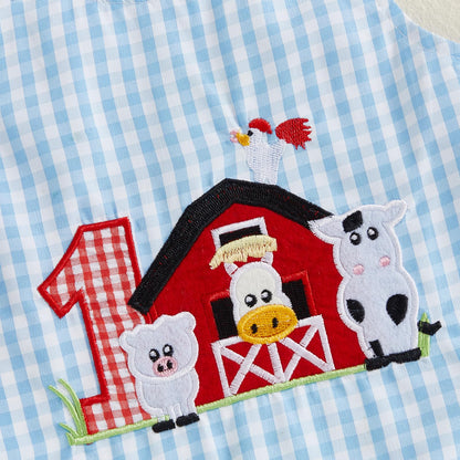Baby Boy Summer Clothes Sleeveless Embroidery Dinosaur Striped Retro Romper Jumpsuit Smocked Shortall
