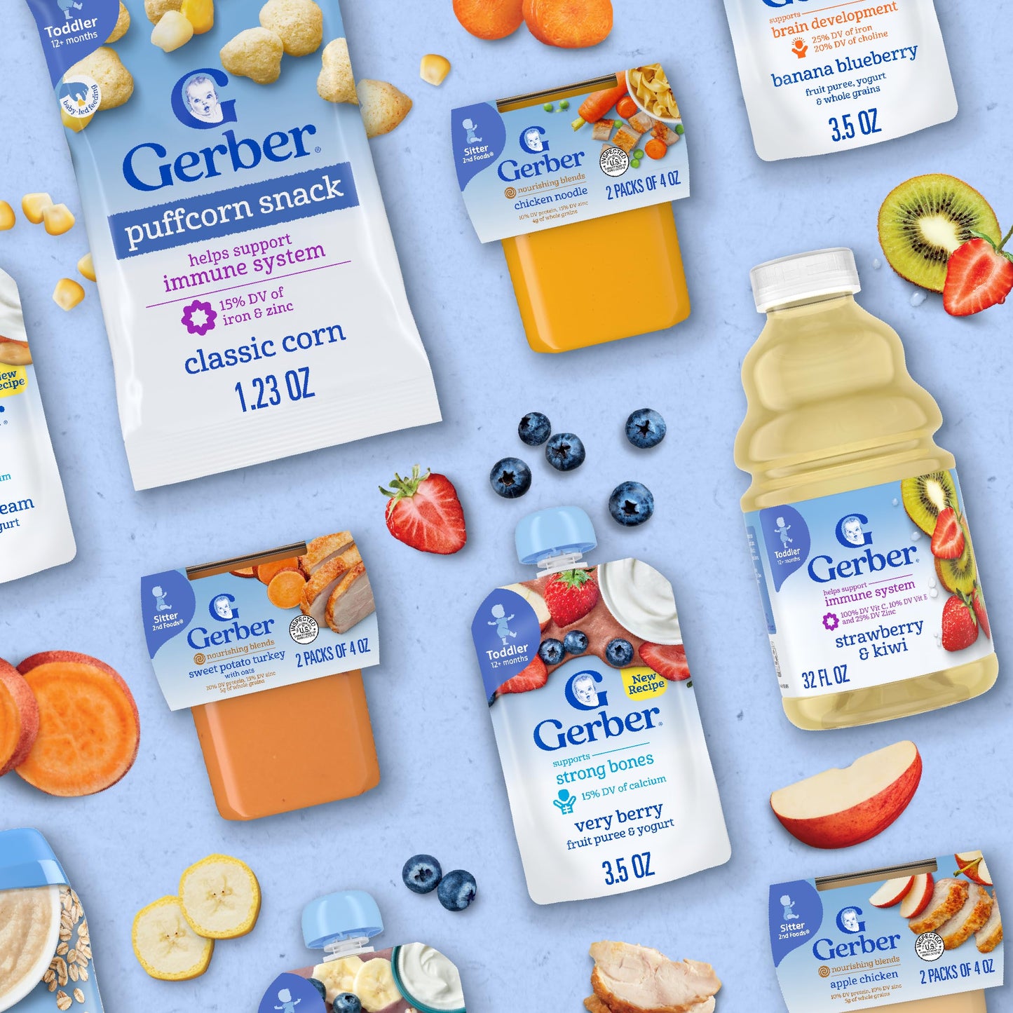 Gerber Baby Snacks Puffs Variety Pack, Banana & Strawberry Apple, 1.48 Ounce - 2 count of four packs, Package may vary, 1.48 Ounce (Pack of 8)