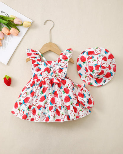 Renotemy Newborn Infant Baby Girl Dresses Summer Outfits Boho Casual Sundress Gifts Toddler Clothes for Girl with Hat and Bag