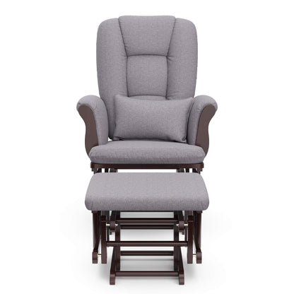 Storkcraft Tuscany Custom Glider and Ottoman with Free Lumbar Pillow (White/Slate Gray Swirl) - Cleanable Upholstered Comfort Rocking Nursery Chair with Ottoman