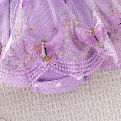 Baby Girl Clothes Newborn Summer Outfits Butterflies Embroidery Tulle Ruffle Sleeveless Infant Romper 0-18 Months