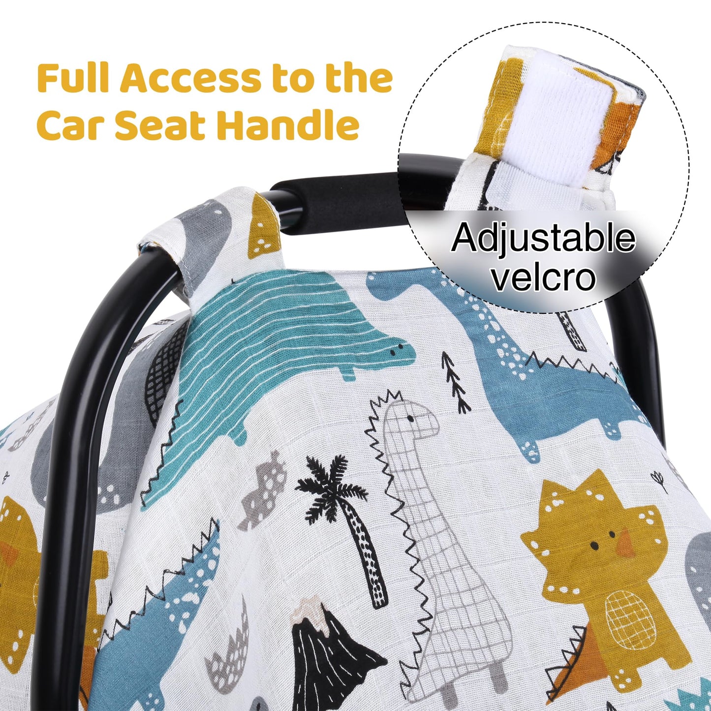 Rquite Car Seat Cover, Muslin Cotton Infant Car Seat Canopy, Breathable Baby Carrier Cover, Summer Stroller Sun Shade, Flower