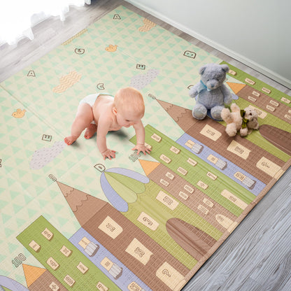 Sorbus Foldable Baby Play Mat, Kids Foam Mats for Floor with Travel Bag - Waterproof Foldable Play Mats for Babies, Infants, Toddlers, and Kids Playtime & Tummy Time 78x70x0.4 (Safari Party)