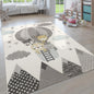 Kids Rug with Cute Animals on a Hot Air Balloon Ride in Pastel, Size: 2'8" x 4'11"