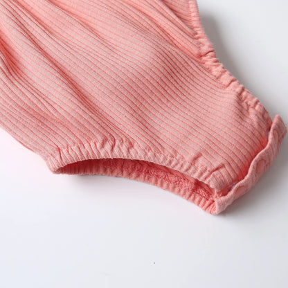 Newborn Baby Girl Clothes Infant Romper Floral Suspender Dress Ruffle Sleeve Onesie Outfit Jumpsuit Headband Spring Summer