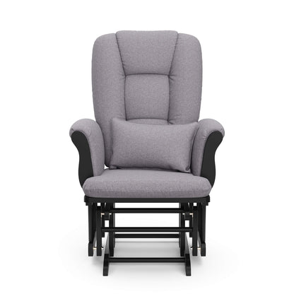Storkcraft Tuscany Custom Glider and Ottoman with Free Lumbar Pillow (White/Slate Gray Swirl) - Cleanable Upholstered Comfort Rocking Nursery Chair with Ottoman