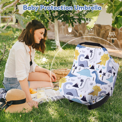 Rquite All-in-1 Car Seat Cover Baby, Carseat Covers for Girl Boy, Stretchy Soft Infant Car Seat Cover, Multi-use Baby Carrier Cover, Car Seat Canopy, Stroller Sun Shade, Nursing Breastfeeding Cover