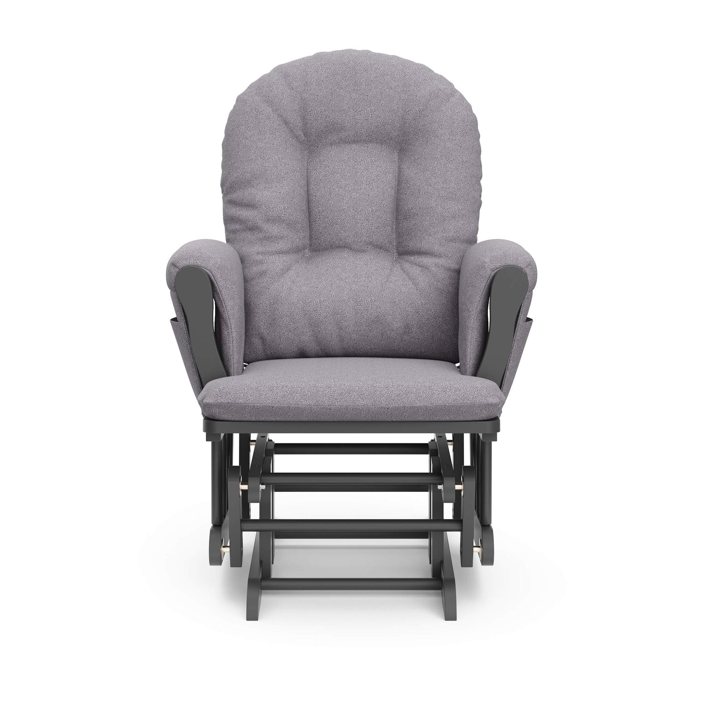 Storkcraft Premium Hoop Glider and Ottoman (Espresso Base, Gray Cushion) – Padded Cushions with Storage Pocket, Smooth Rocking Motion, Easy to Assemble, Solid Hardwood Base