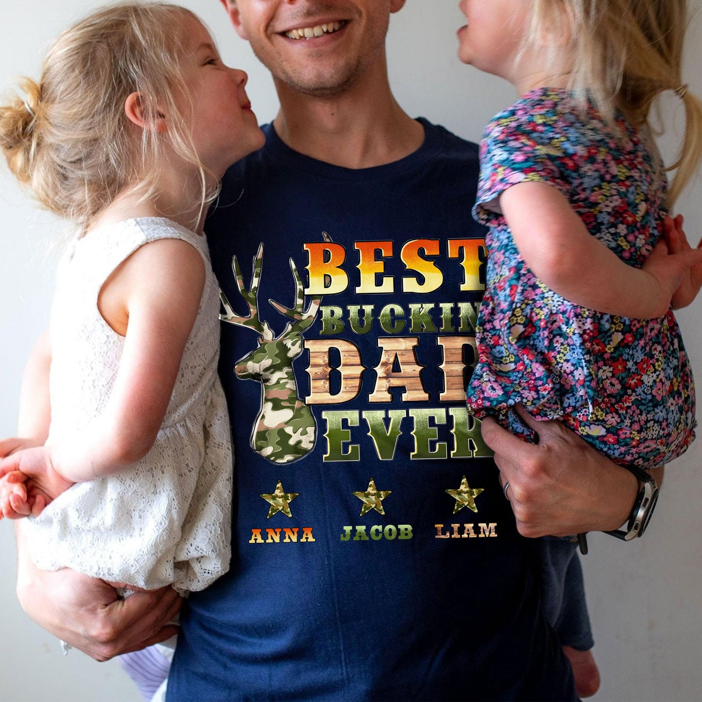 Personalized Fathers Day Shirts for Dad, Grandpa Shirt with Grandkids Names, Gifts for Dad Hunting Fishing