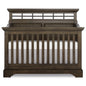 Evolur Empire 5-in 1 Convertible Crib with Metal Elements in Distressed Timber, Green Guard Certificated, Free Mattress