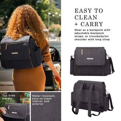 Petunia Pickle Bottom Boxy Backpack Deluxe, Diaper Bag for Parents, Stylish Baby Bag, Spacious Backpack, On-The-Go Moms, Toffee Rose