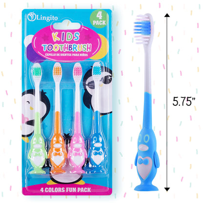 Kids' Soft Toddler Toothbrush, Gentle Bristles for Home, School, Camp, Sleepovers - Folding Handles for Tiny Hands (3 Pack)