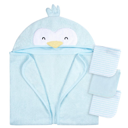 Gerber Baby 4 Piece Animal Character Hooded Towel and Washcloth Set, Brown Lion, One Size