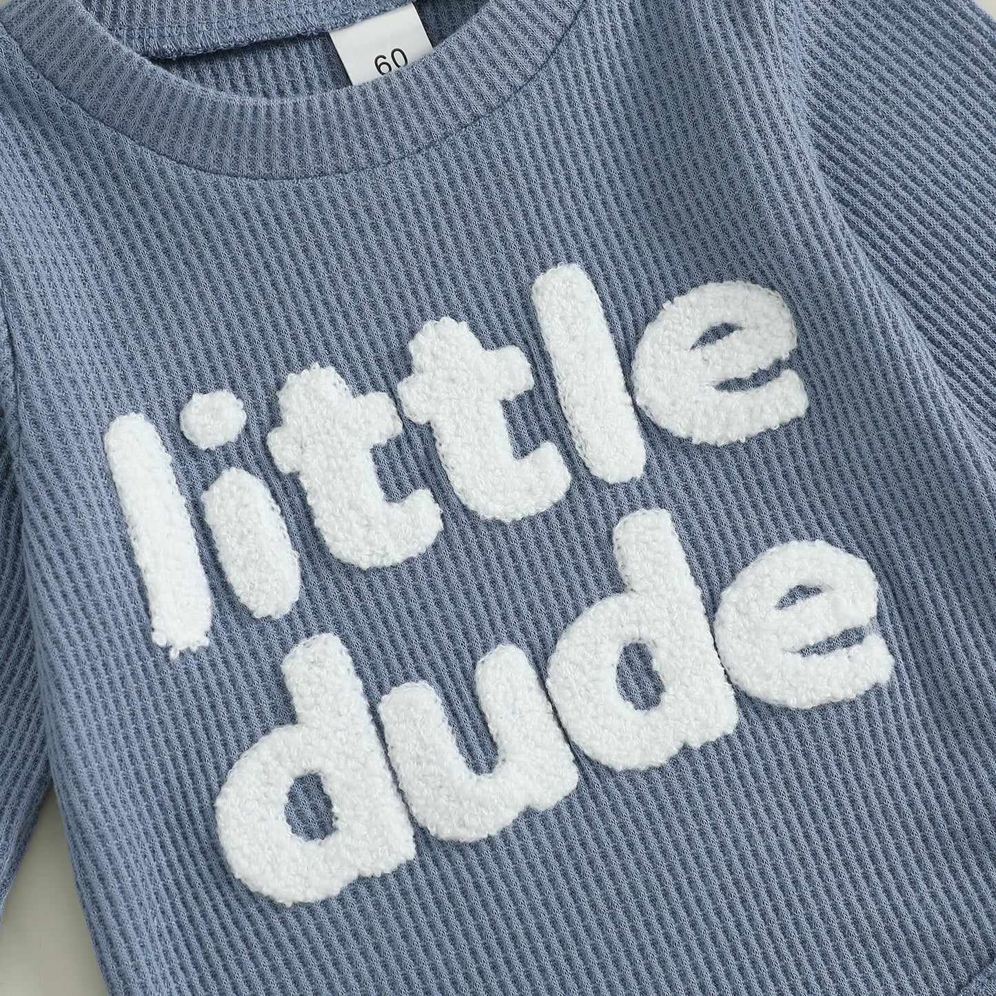 Douhoow Baby Boy Clothes Letters Embroidered Baby Sweatshirt Romper Waffle Pants Set Infant Boy Fall Winter Outfits