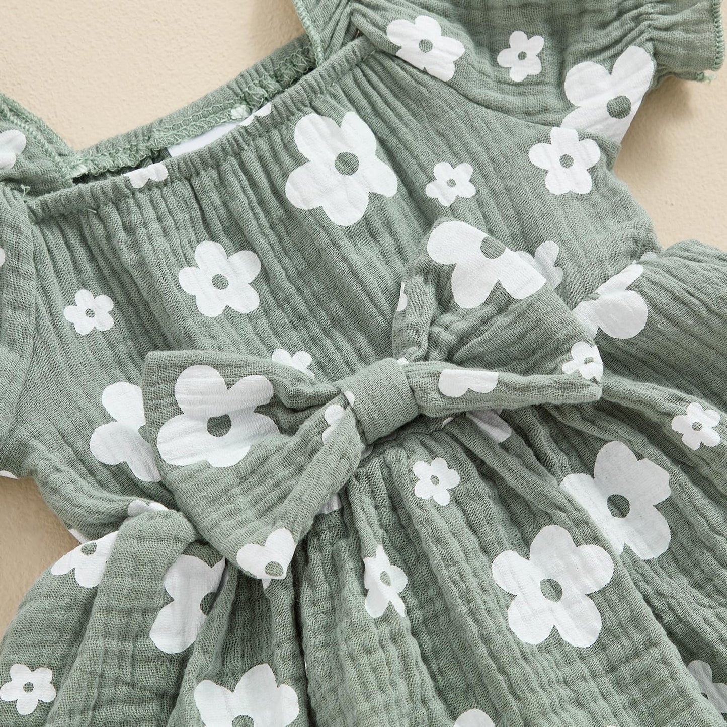 Baby Girls Daisy Romper Bowknot Bodysuit+Headband Short Sleeve Playsuits Floral Jumpsuit Infant Summer Clothes