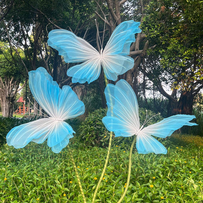 3Pcs Giant Silk Butterfly Decorations, Large Butterflys Decoration with Standing Base, for Wedding Ceremony Birthday Party Baby Shower Church Backdrop Decoration Home Decor (Pink)